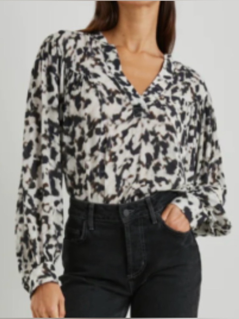 Rails Fable Blurred Cheetah Print Blouse Statement Boho Office Sz Medium